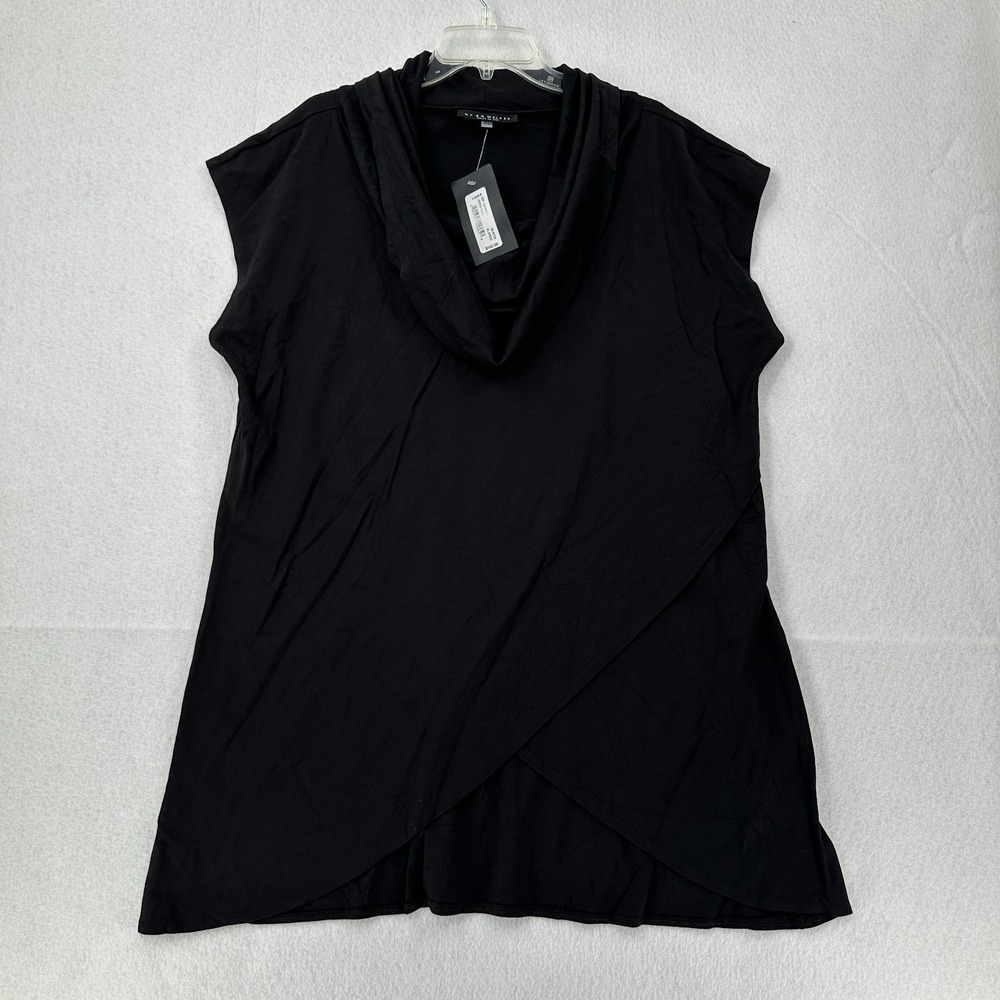 bryn Walker Black Asymmetric Drape Tunic
